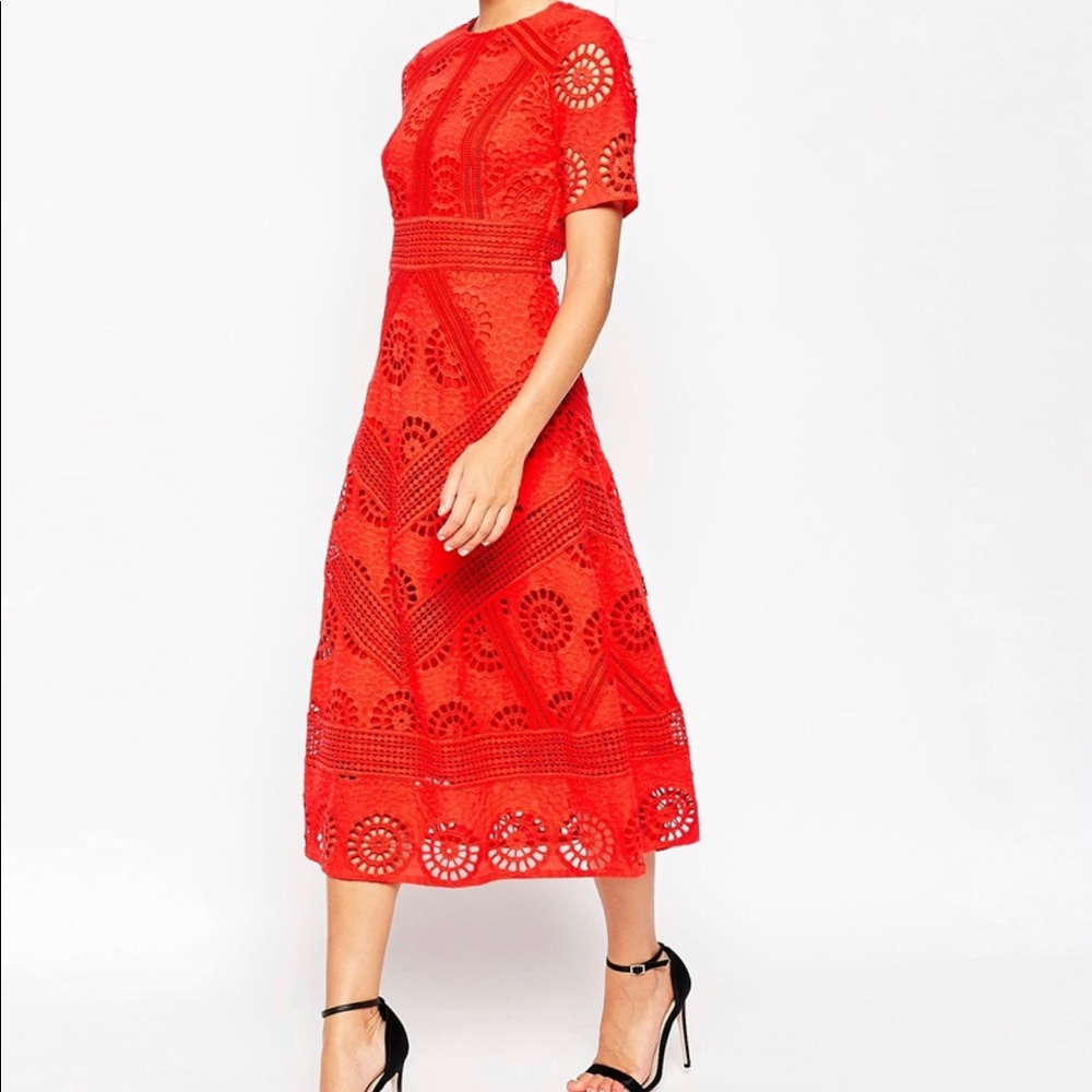 ASOS Premium MIDI Skater Dress in Lace